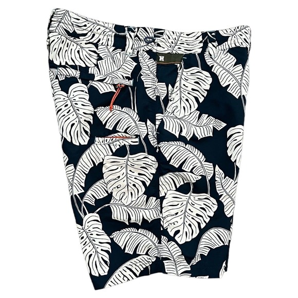 Howler Bro Men's Black White Tropical Leaf Print Swim Trunks Board Shorts Size M - Picture 3 of 4